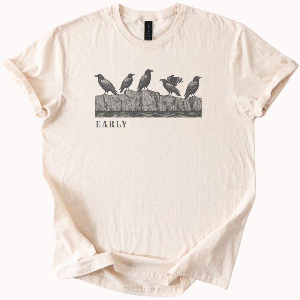 Early Ravens Keeping Watch on a Crumbling Wall Tee